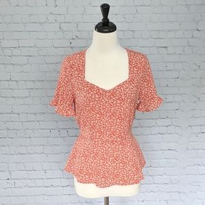 Monteau Floral Sweetheart Peplum Top